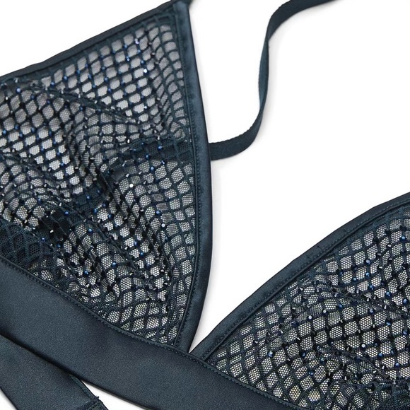 Victoria’s Secret Extra Small Dark Twilight Ziggy Glam Shine Fishnet Bralette - Picture 2 of 5